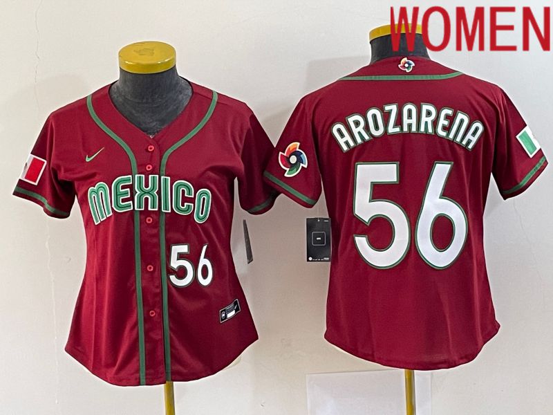 Women 2023 World Cub Mexico 56 Arozarena Red Nike MLB Jersey7